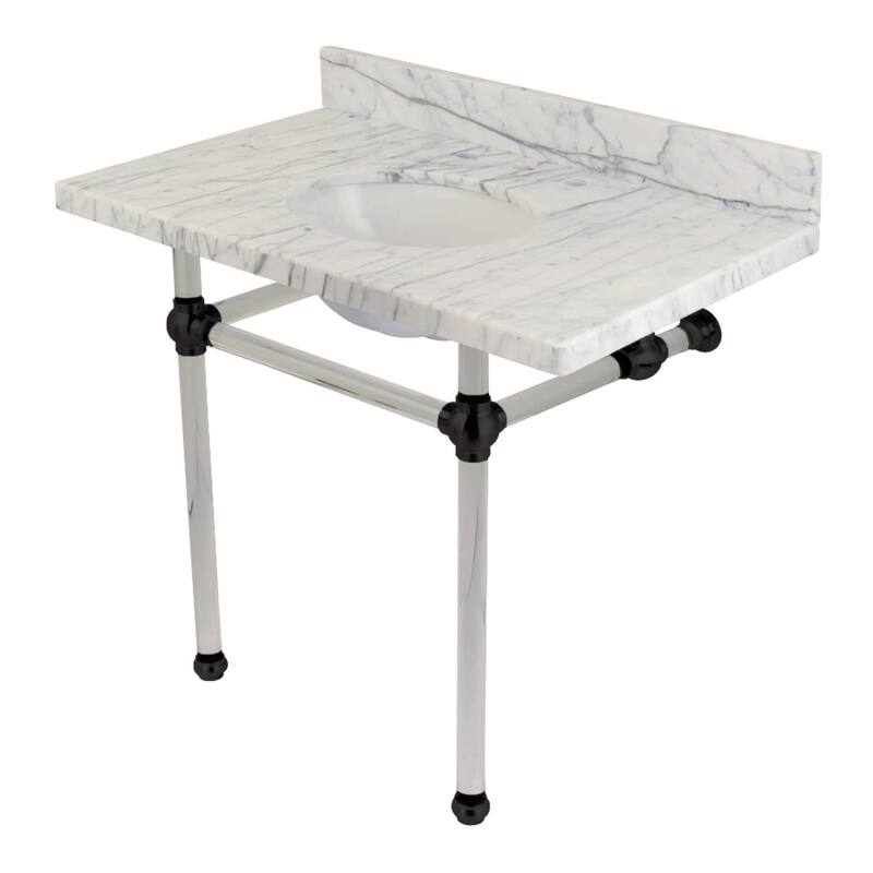 Kingston Brass Templeton 36" Wide Console Sink Set - Carrara Marble / Matte Black