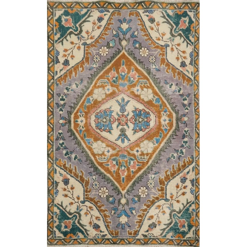 Hand Knotted Oriental 100% Wool Carpet Traditional Floral Purples Tabriz Area Rug - 4' 9'' X 3' 2''