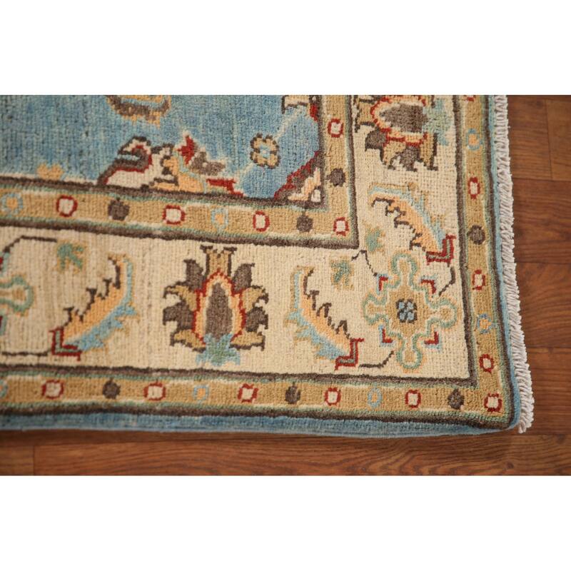 Light Blue Kazak Oriental Accent Rug Handmade Wool Carpet - 3'3"x 4'9"