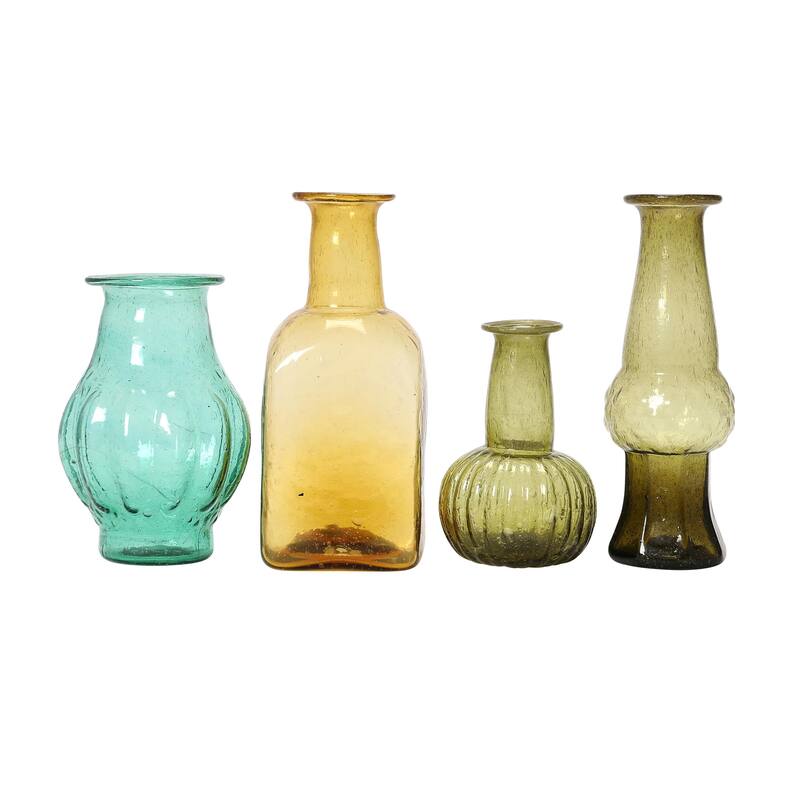 Hand Blown Glass Vases, Multicolor