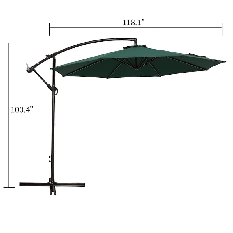 10ft Outdoor Patio Hanging Cantilever Umbrella