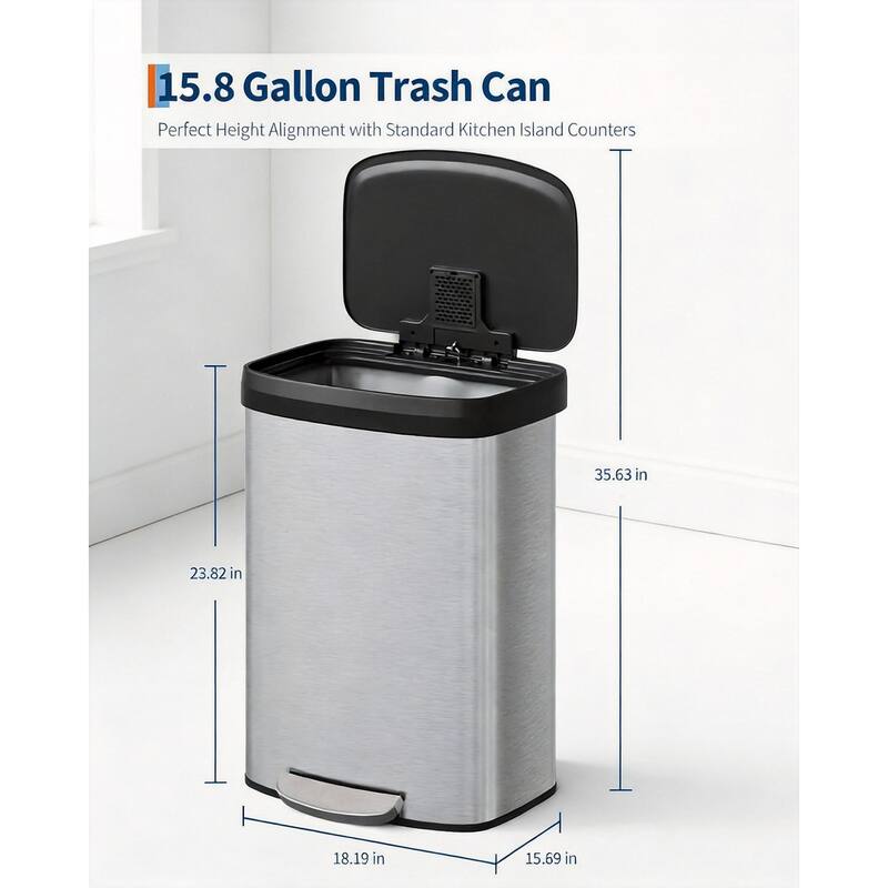 Metal Step-on Trash Can, with Lid