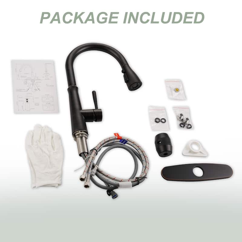 WOWOW Single Handle 3-Mode Pull Out Sprayer Kitchen Faucet