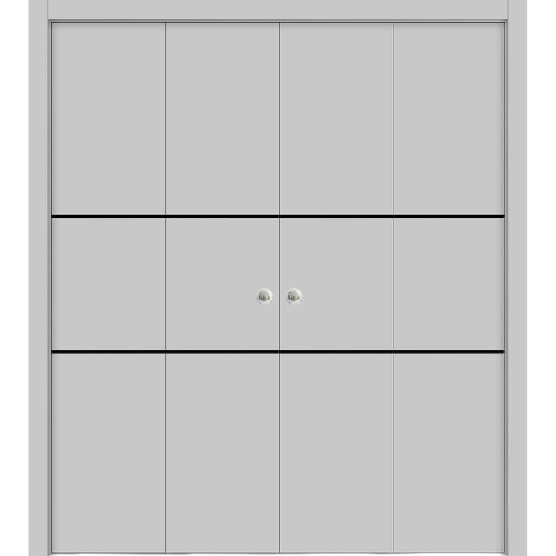 Double Bi-fold Doors Planum 0014 Grey Ash with Sturdy Tracks - 96" x 96" (4* 24x96)