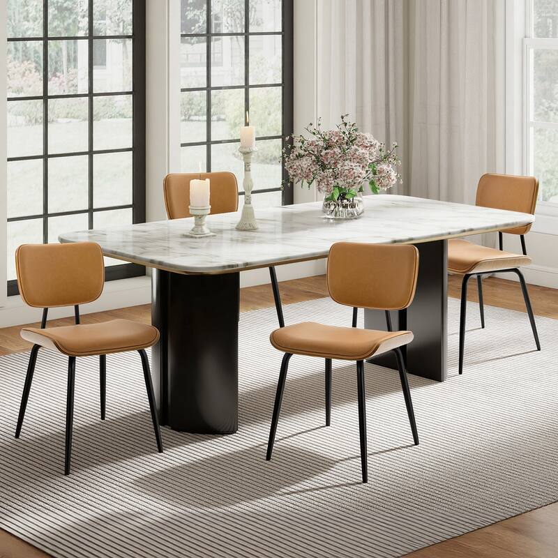 Faux Leather Upholstered Dining Chairs Set of 2/4 - 33.5"H x 19.3"W x 23"D