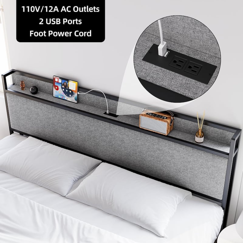 Bed Frame with Headboard and Storage - On Sale - Bed Bath & Beyond ...