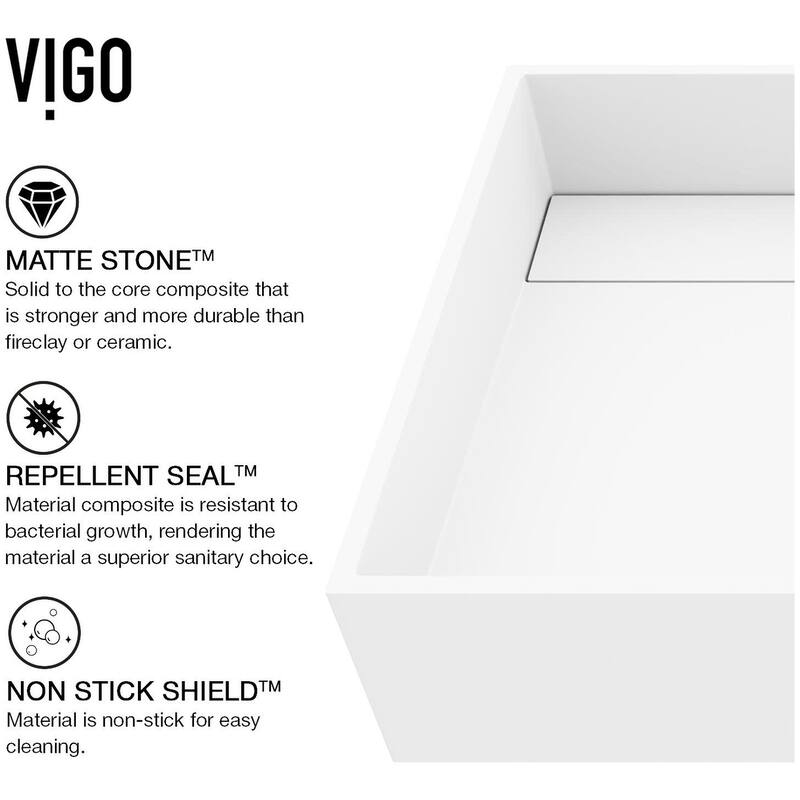Vigo VGT2041 Montauk 23" Rectangular Stone Composite Vessel Bathroom