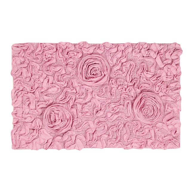 Home Weavers Bellflower Collection Absorbent Cotton Machine Washable Bath Rug - Pink