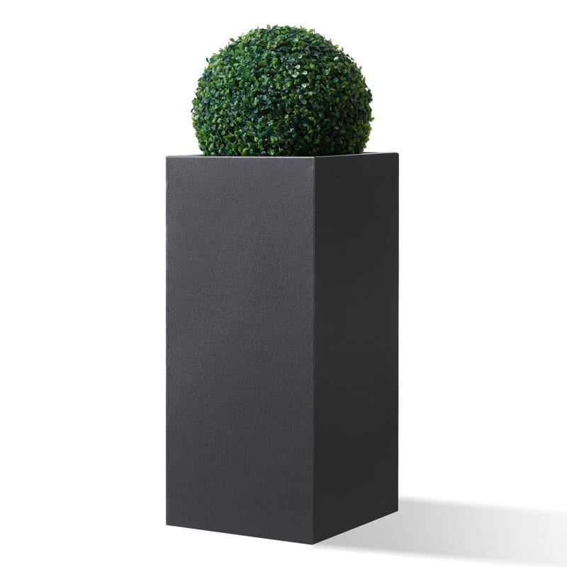 Metallic Heavy Planter for Outdoor Plants Tall and Long Metal Divider Planter Box - 30'' H X 13.6'' W X 13.6'' D - Grey