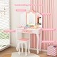 preview thumbnail 35 of 51, Kids Vanity Set with Mirror Makeup Dressing Table with Drawer