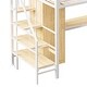 preview thumbnail 15 of 16, Twin Size Metal Loft Bed With Desk and Shelf, Multi-functional Kids Bed Frame with Wardrobe and Storage Staircase