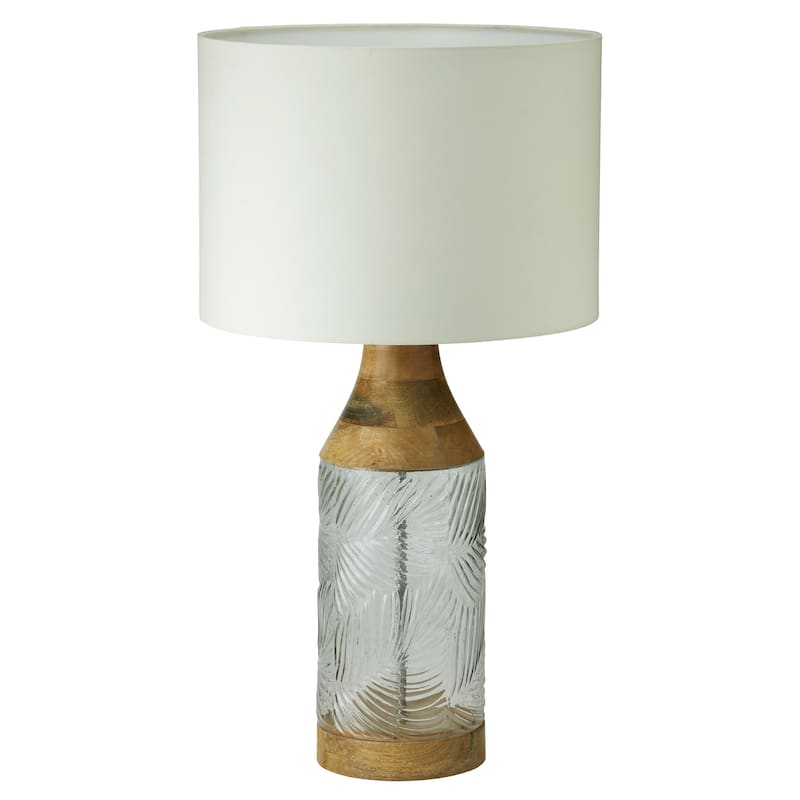 Josiah River of Goods Green/Clear/Blue Glass and Mango Wood 26-Inch Table Lamp