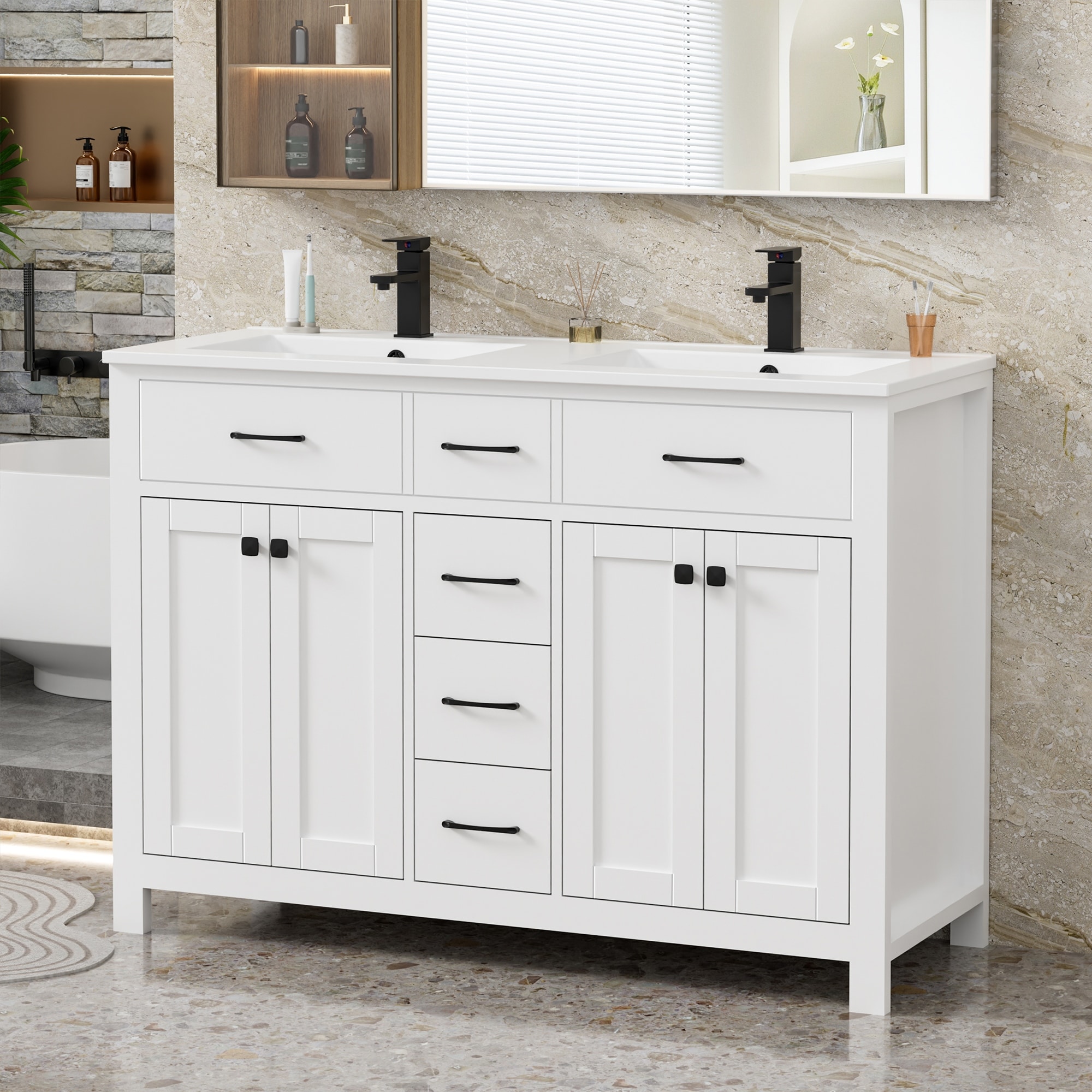 Bathroom Vanity with Sink & Faucet with Soft-Close Drawers