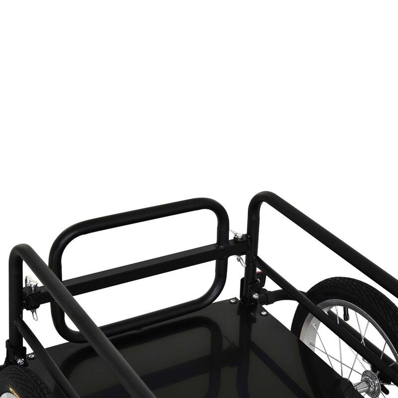 Foldable Bike Cargo Trailer with Steel Frame, Detachable Walls, and 16-Inch Wheels