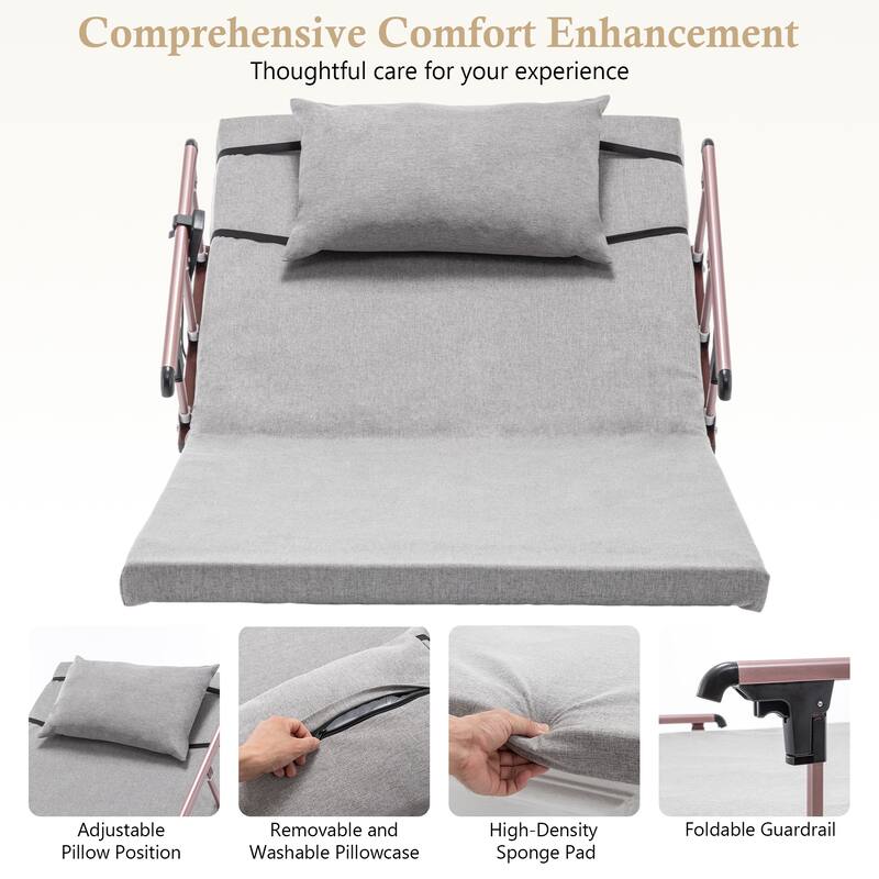 Electric Adjustable Bed Backrest with Safety Rails & Remote