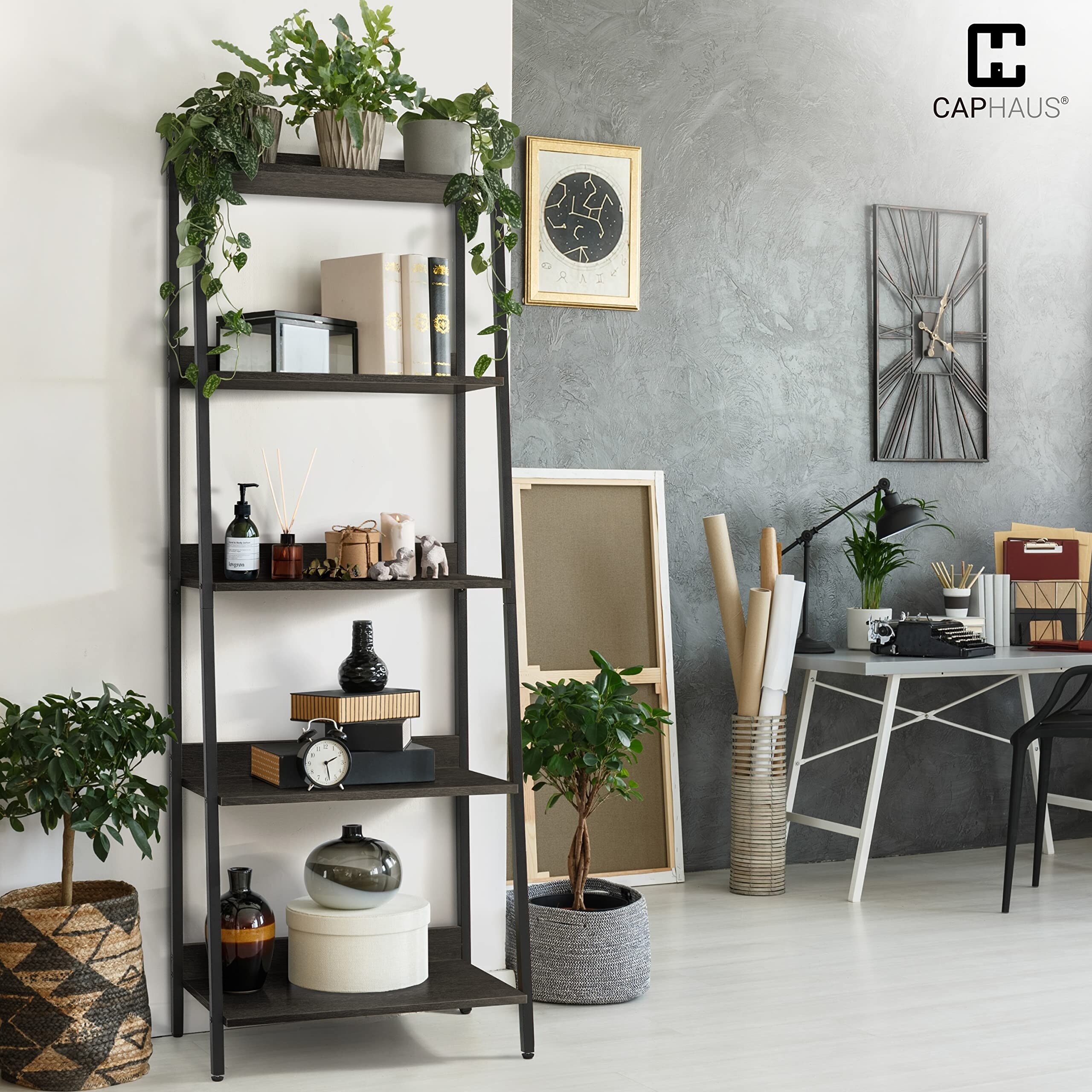 Caphaus 4 Tier Free Standing Shelf , 24 Inch Width Bookshelf