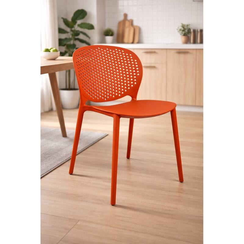 Modern Plastic Garden Patio Indoor or Outdoor Dining Stackable Chair UV Protected Armless With Dot Back Surf