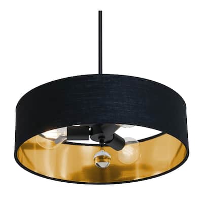 AFX CLNP18MB Pendant 3 Light 18" Wide Crystal Pendant with Fabric