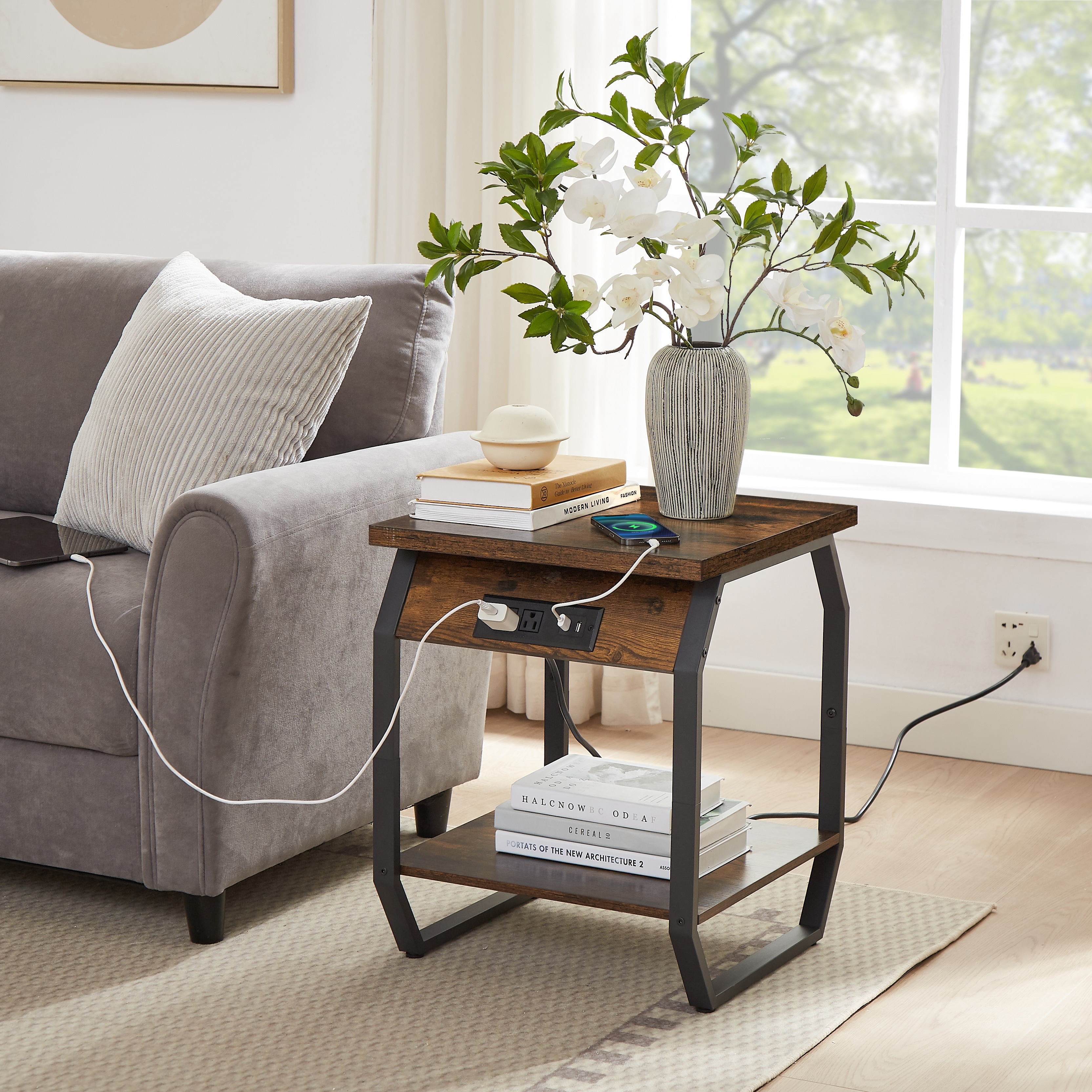 Small table with charging clearance station