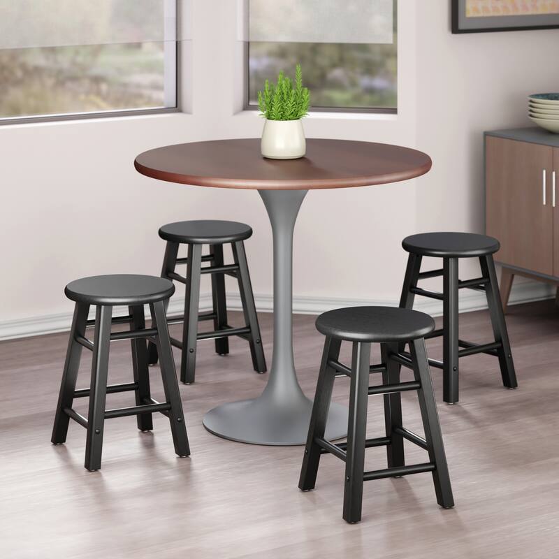 Element 2-Pc Square Legs Dining Stool Set, Black Finish - N/A