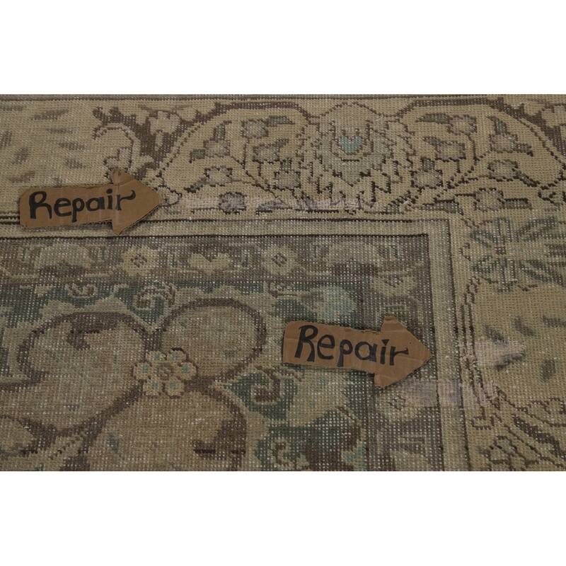 Geometric Tabriz Persian Vintage Rug Bedroom Handmade Wool Carpet - 9'6" x 12'7"