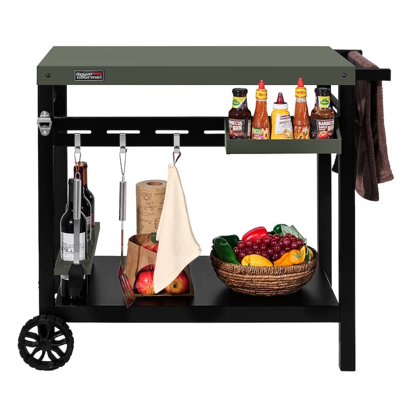 Royal Gourmet,Sturdy Structure and Open Storage,Shelf Olive-Green Tabletop - N/A