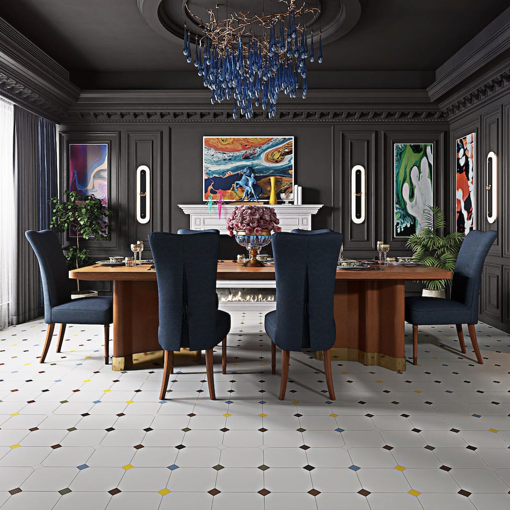 Merola Tile Vaudeville Octagon Nacar with Taco Multi 7-7/8" x 7-7/8" Porcelain Floor and Wall Tile