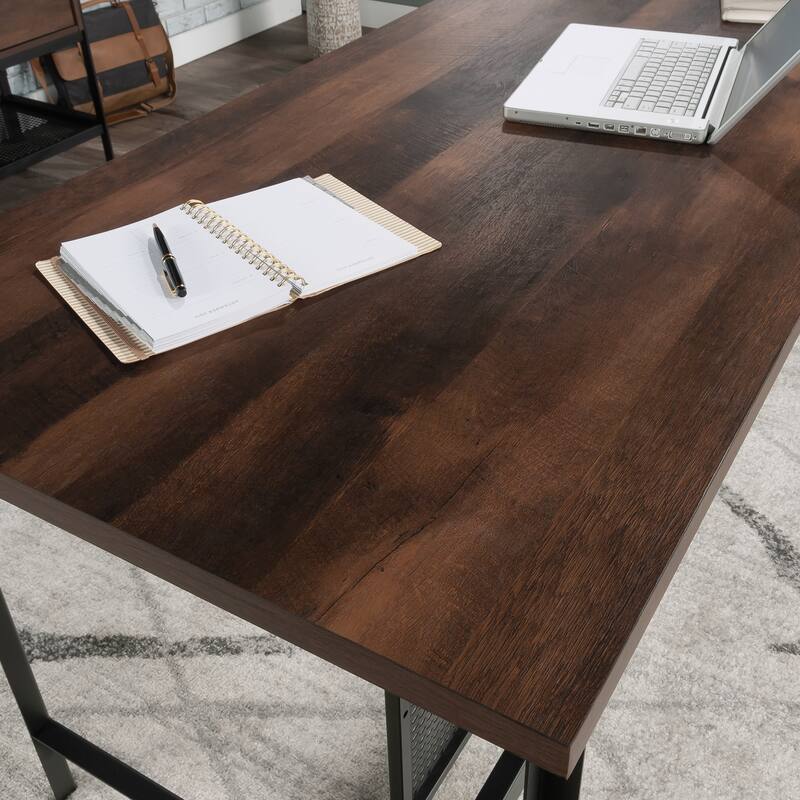 Engineered Wood Industrial Table Desk with Spacious Work Surface, Brown