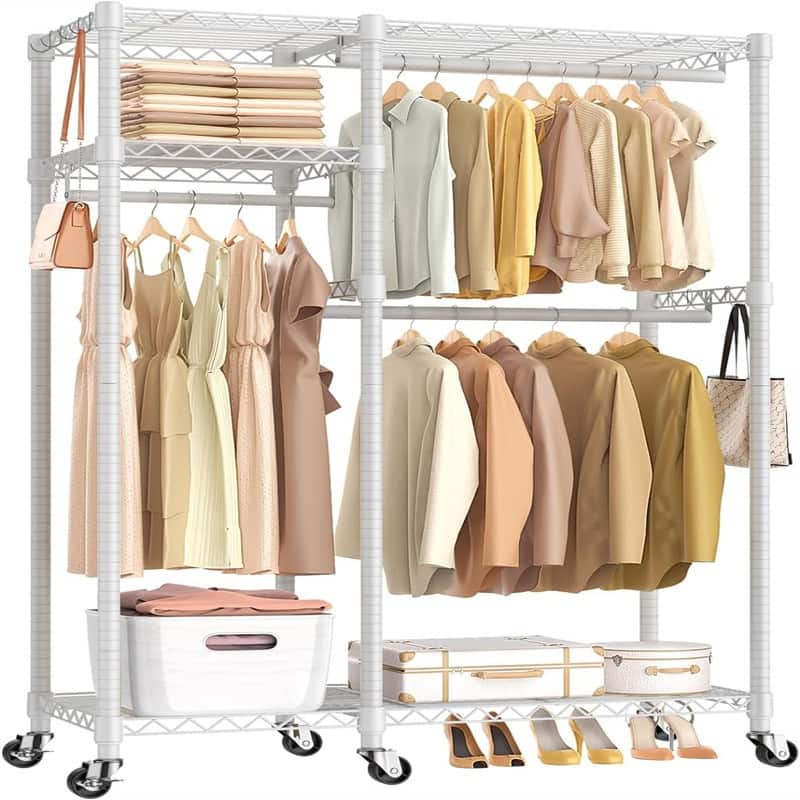 Garment Rack 3 Tiers Adjustable Metal - 15.7"D x 47"W x 76"H