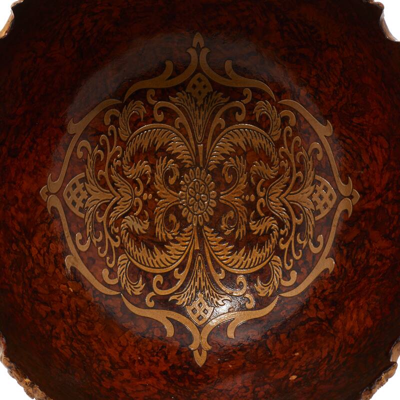 Gold Polystone Intricately Carved Arabesque Leaf Decorative Decorative Bowl