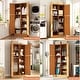 preview thumbnail 8 of 22, Rackcog Wooden Wardrobe with Barn Doors, Farmhouse Closet Storage Cabinet with Hanging Rod
