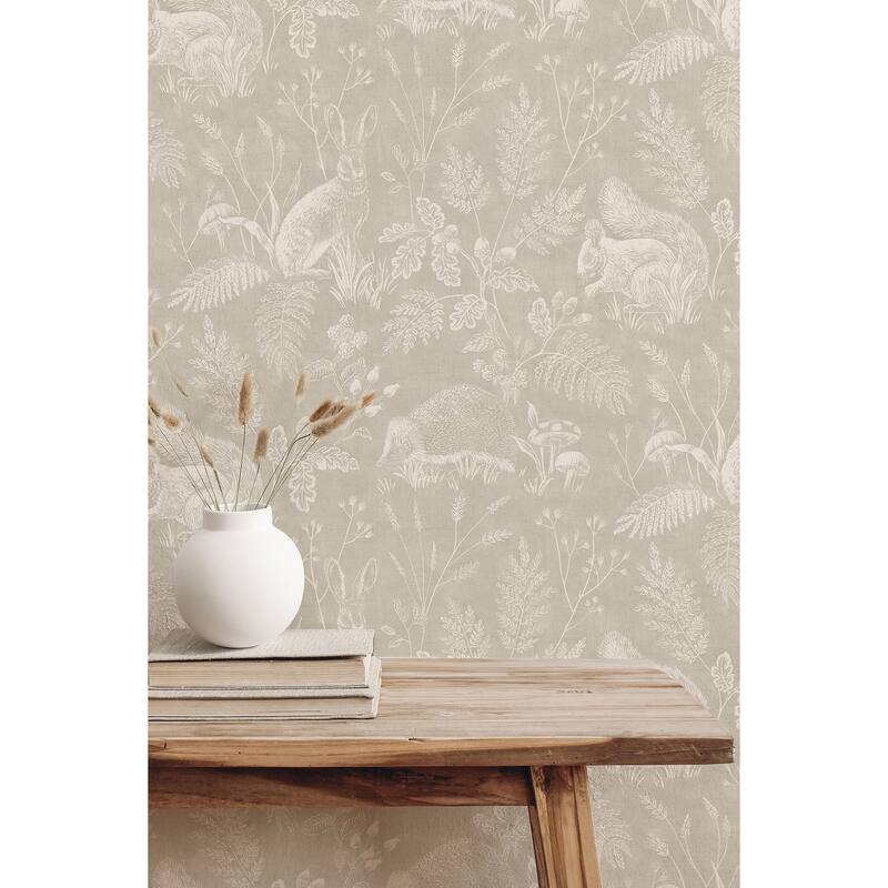 Woodland Light Grey Toile Wallpaper