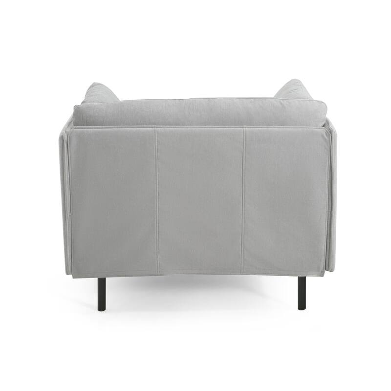 Modern Upholstered Lounge Chair, Ergonomic Single Sofa Chair, Reading Armchair with Solid Wood Frame & Steel Legs