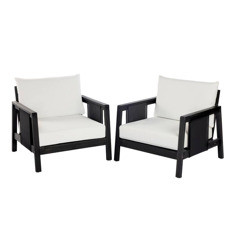 Christopher Knight Home - Outdoor Acacia Wood Club Chair with Water-Repellent Cushions and Textilene Accents