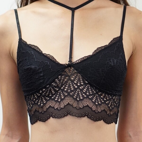 black lace bralette crop top