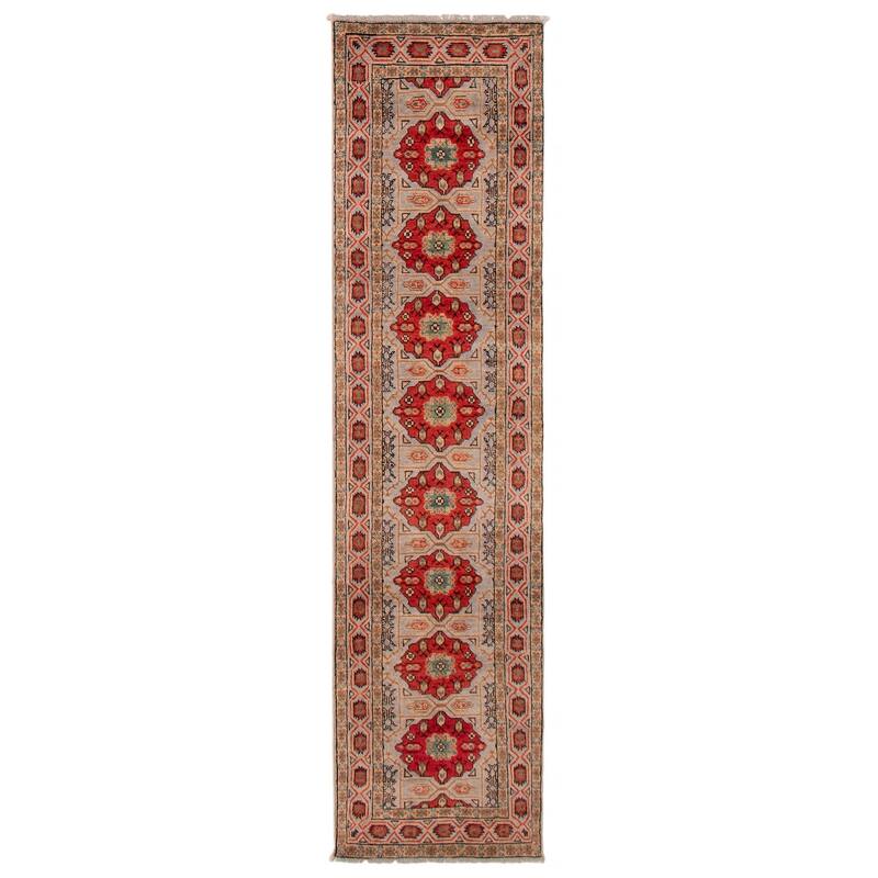 ECARPETGALLERY Hand-knotted Finest Ghazni Grey Wool Rug - 2'5 x 9'8 - Light Grey - 2'5 x 9'8