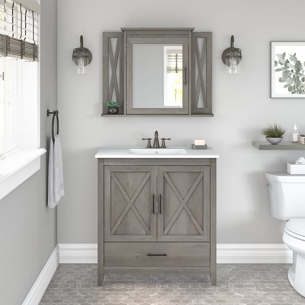 Key West 32W Bathroom Vanity Sink with Mirror by Bush Furniture On Sale Bed Bath & Beyond