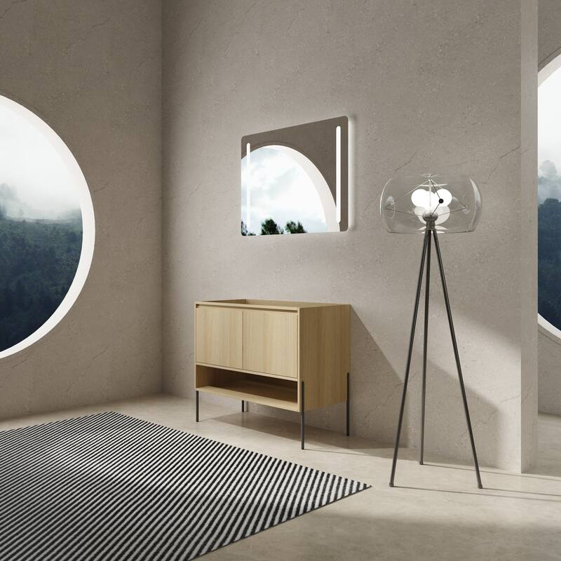 Freestanding Bathroom Cabinet with Four Doors, Floor-to-Ceiling Storage in Engineered Wood (No Top Sink Included)