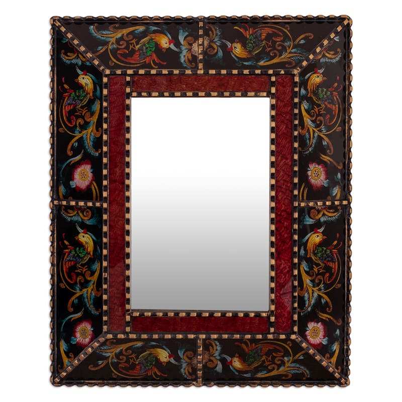 Novica Handmade Dawn Reverse-Painted Glass Wall Mirror