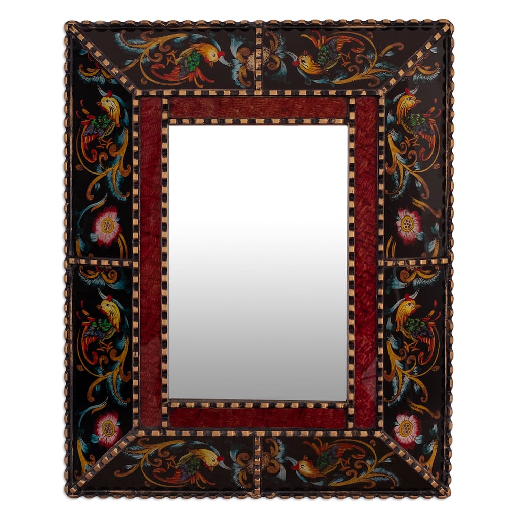Novica Handmade Dawn Reverse-Painted Glass Wall Mirror