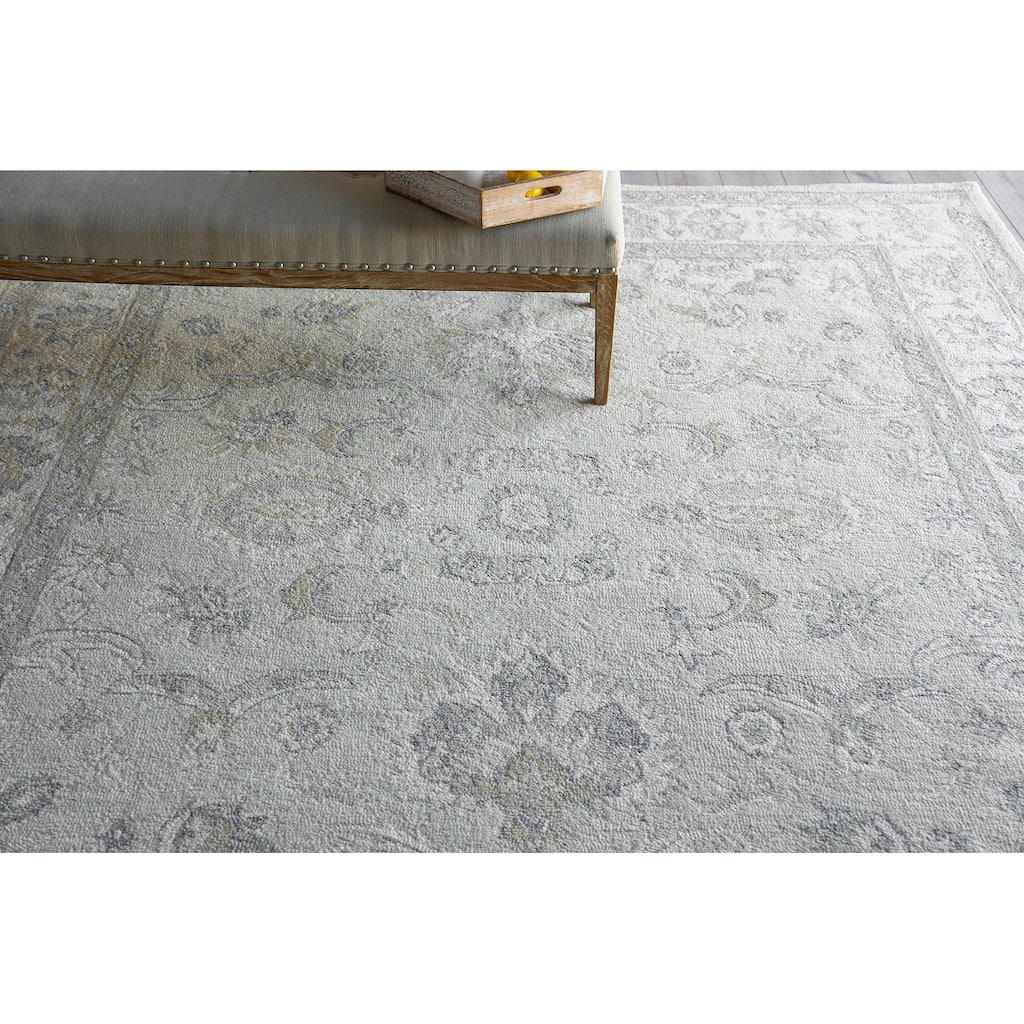 Exquisite Rugs Marietta Oushak Handmade Hand-tufted New Zealand Wool on Canvas Ivory/Ivory Area Rug