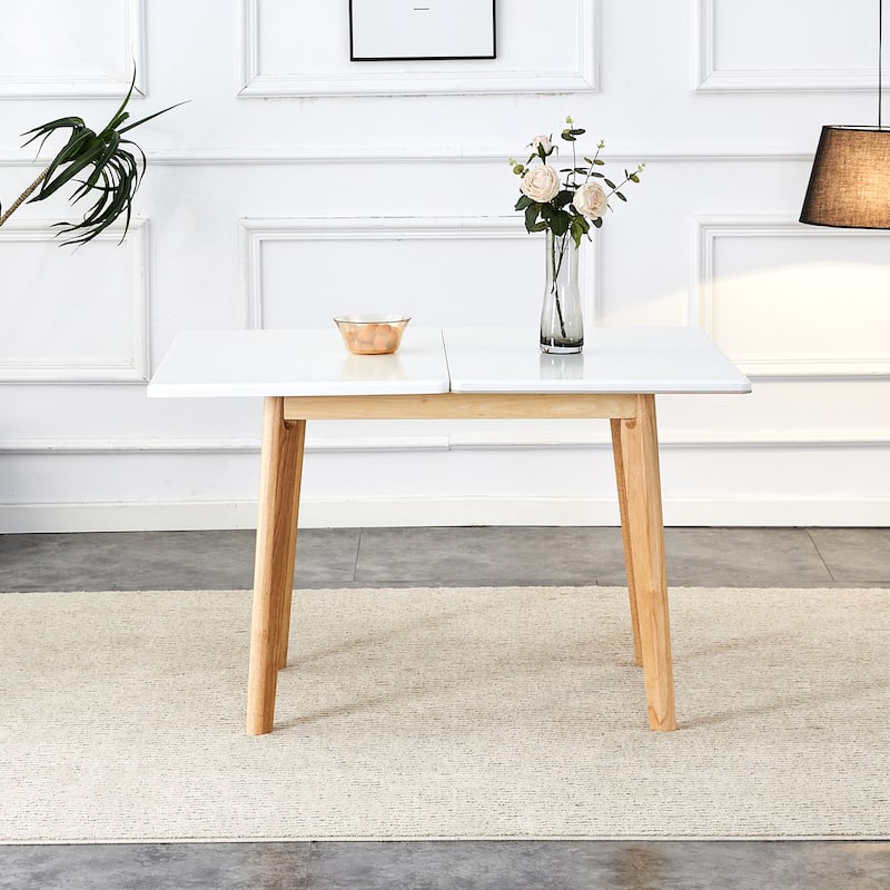 Imitation marble white sintered stone tabletop with rubber wooden legs, foldable computer desk
