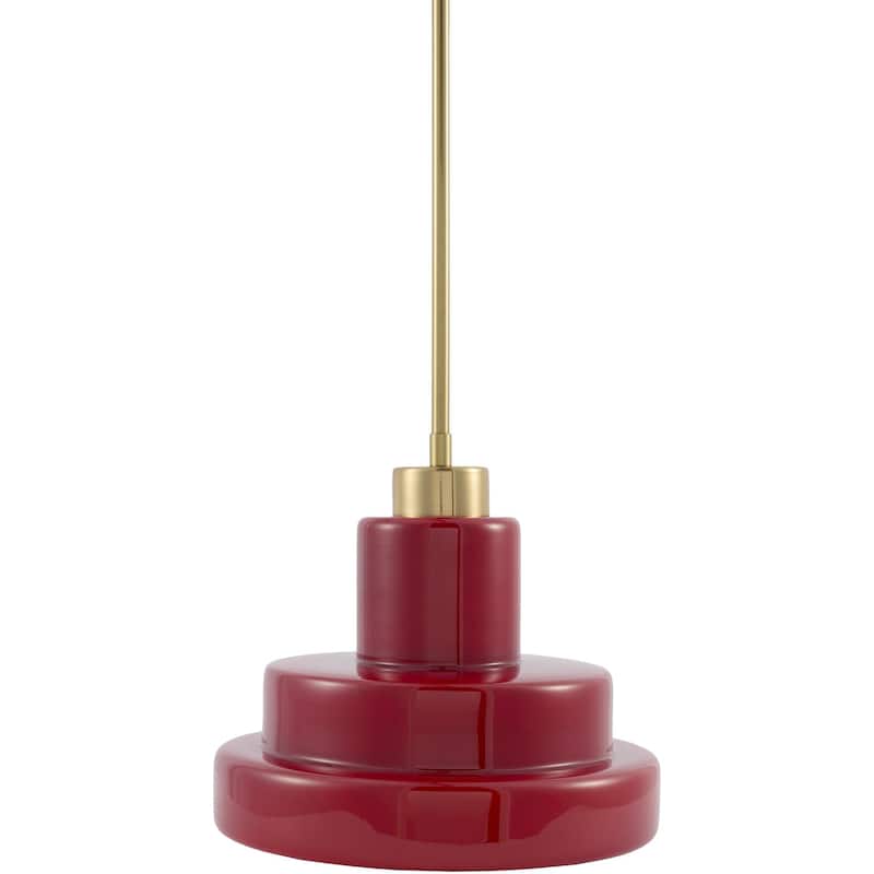 Livabliss Nozay Cottage Pendant - 11"L x 11"W x 4"H - Red