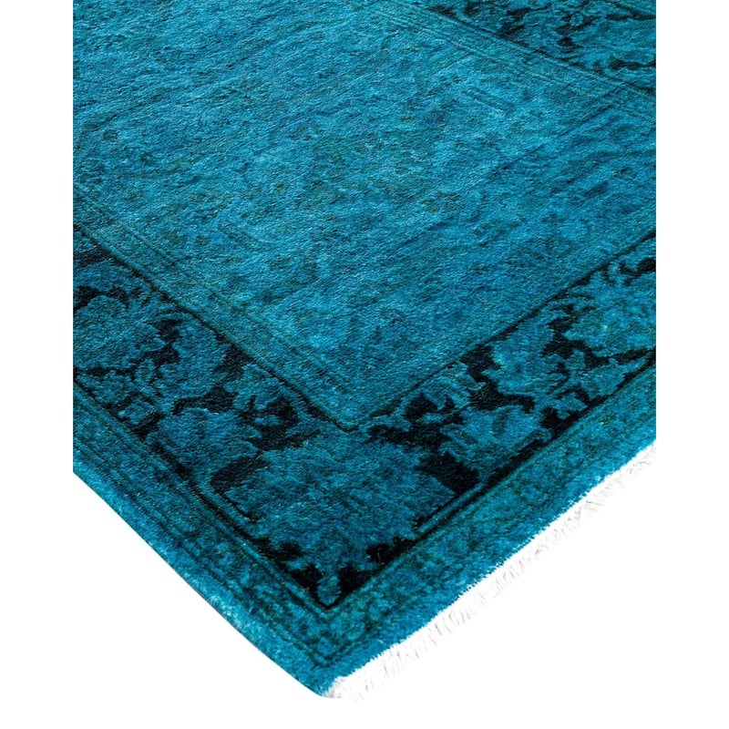 Fine Vibrance, One-of-a-Kind Hand-Knotted Runner Rug - Blue, 2' 5" x 12' 3" - 2' 5" x 12' 3"