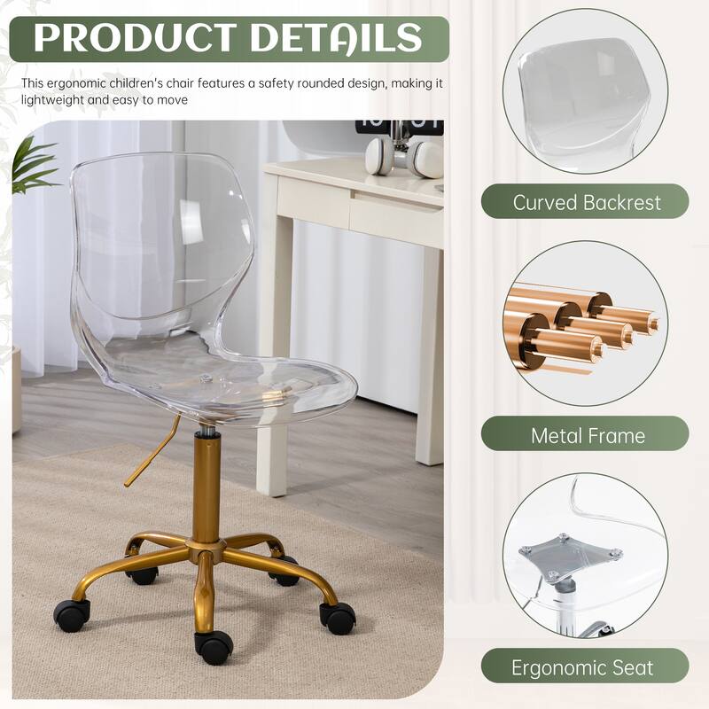 HOMEFUN Acrylic Swivel adjustable height Armless Home office Chair