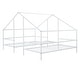 preview thumbnail 7 of 16, Metal Double Twin House Beds with Built-in Table, White