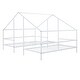 preview thumbnail 7 of 16, Metal Double Twin Size Triangular House Beds with Built-in Table, White, Modern Design