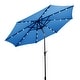 preview thumbnail 8 of 8, Patio Market 10-foot Solar Powered LED Light Umbrella Blue