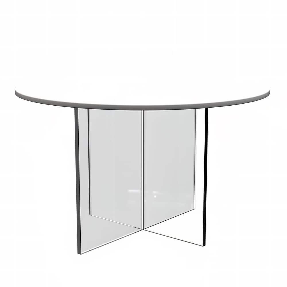 LeisureMod Valore Modern Side Coffee Accent Table with Round Wood Top and Acrylic Cross Legs for Home Office Living Room Bedroom