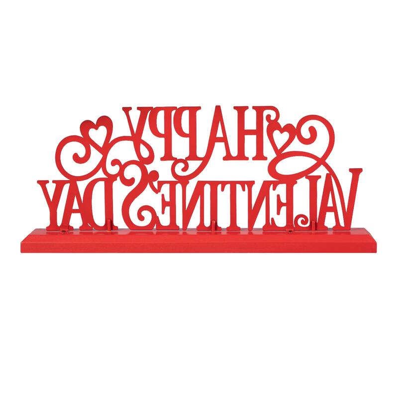 Glitzhome 16"L Wooden & Metal HAPPY VALENTINE'S DAY Table Decor